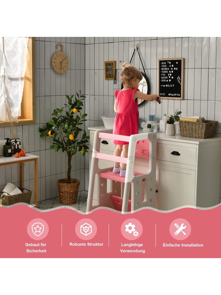 COSTWAY 2 Stufen Lernturm in Rosa günstig kaufen 90 cm