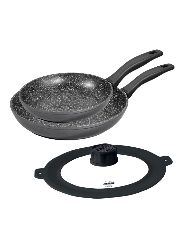 Stoneline Pfannen-Set 3-teilig 24/28 | mit Deckel in Anthrazit günstig kaufen onesize