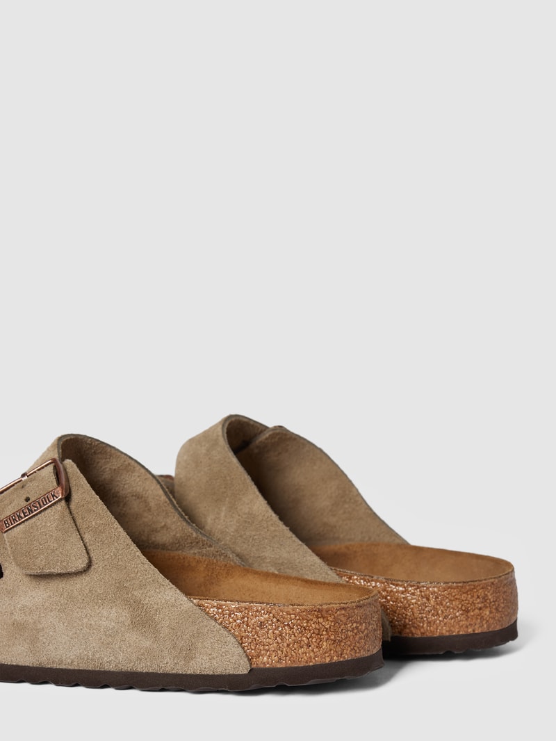 Hausschuhe aus echtem Leder Modell 'Arizona' in taupe