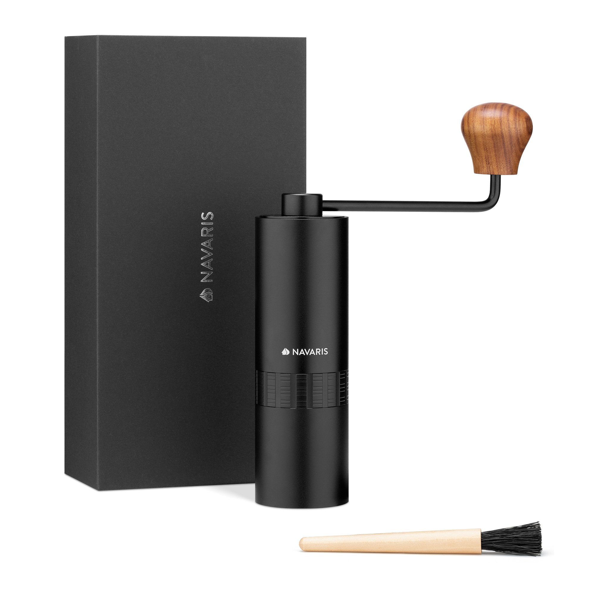 Navaris Kaffeemühle Manuelle Kaffeemühle mit Edelstahlmahlwerk, 12 Mahlgrade