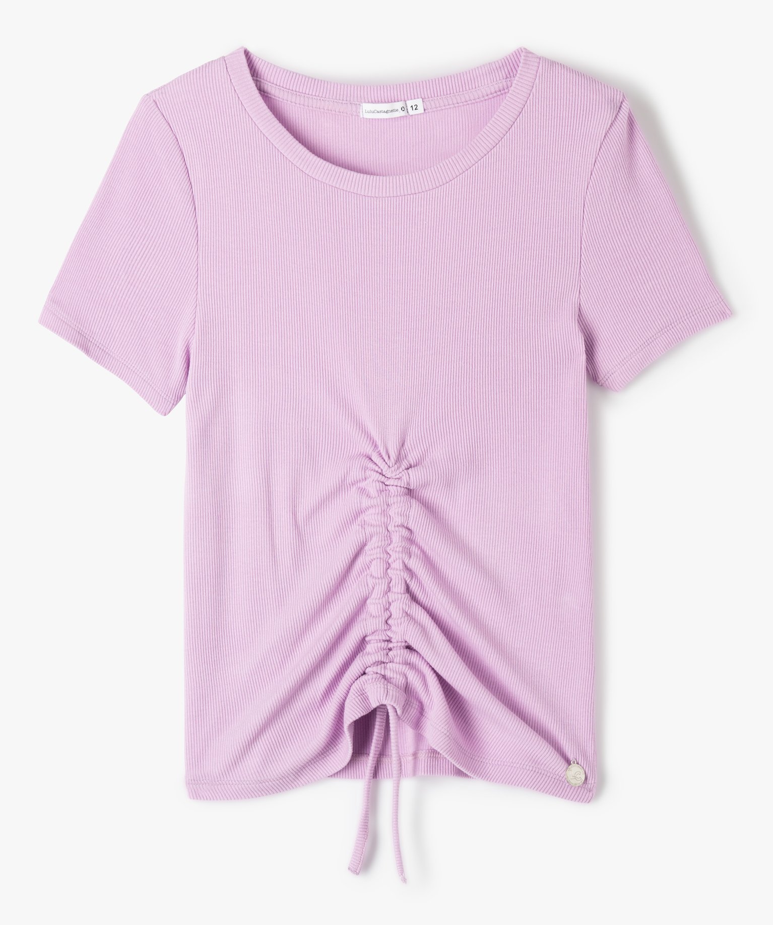 Tee-shirt fille à manches courtes en maille ctelée - Lul... violet | GEMO