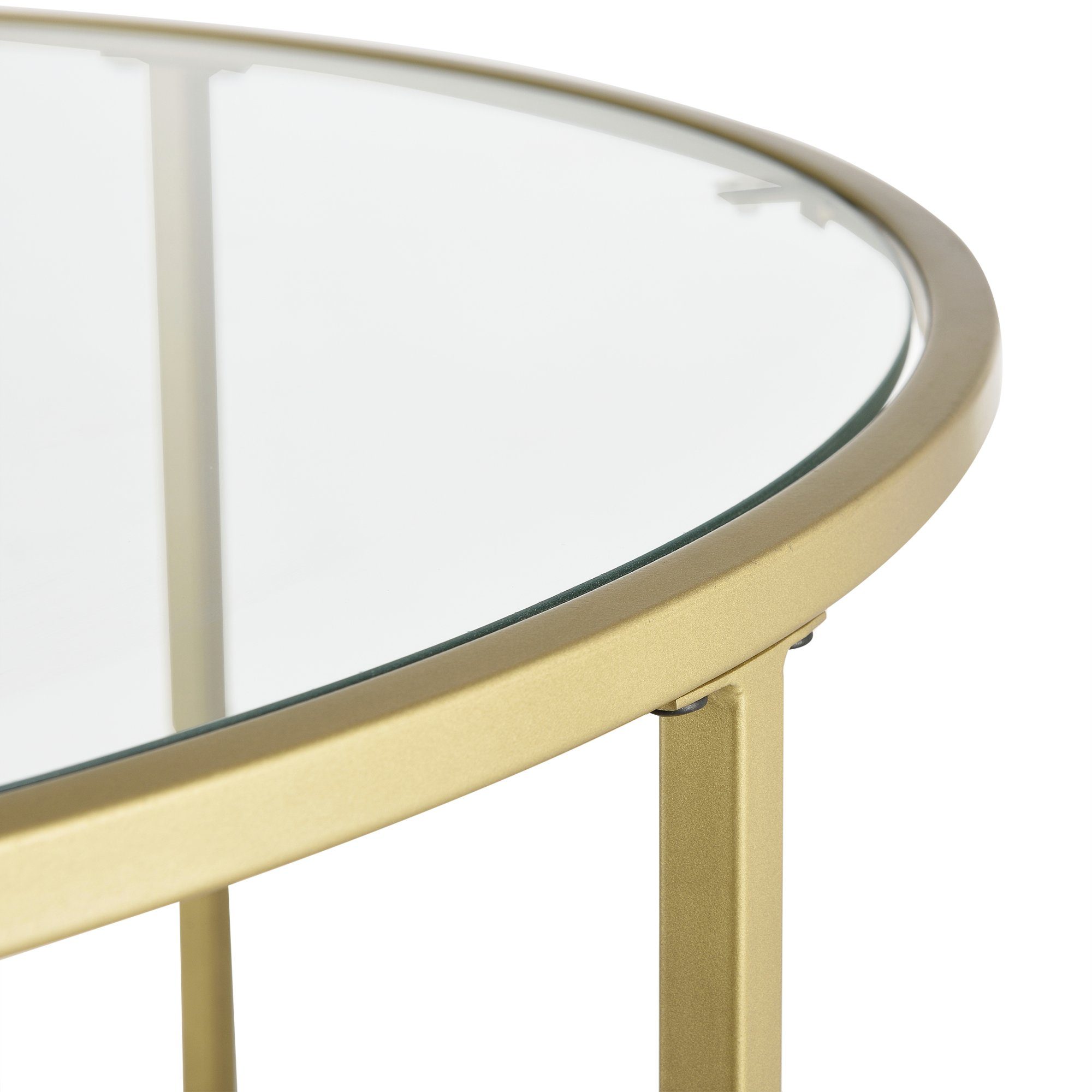 en.casa Couchtisch, Kouvola Wohnzimmertisch Sofatisch 84x45,5cm Glastisch Gold