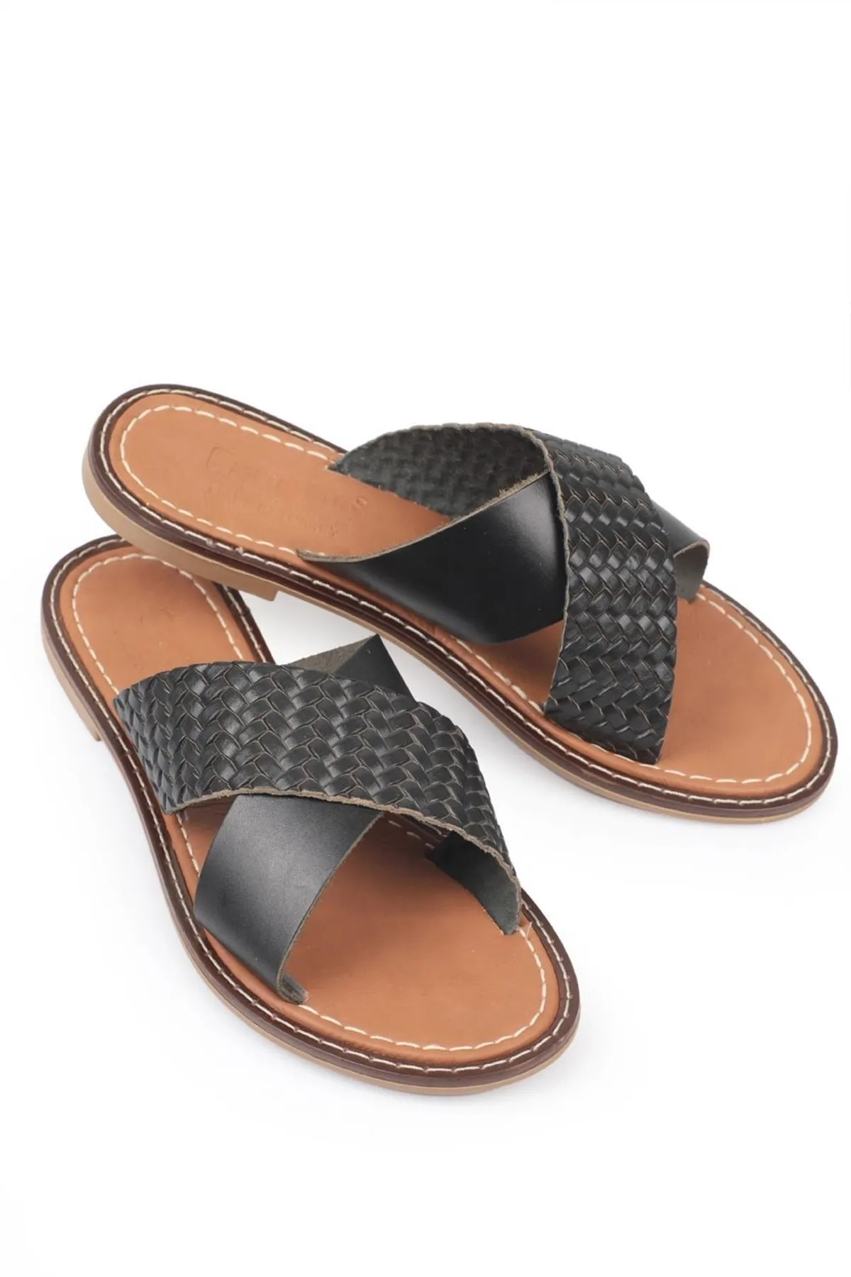 Capone Outfitters  Capone 881 Echtleder Bodrum Schwarze Damenhausschuhe