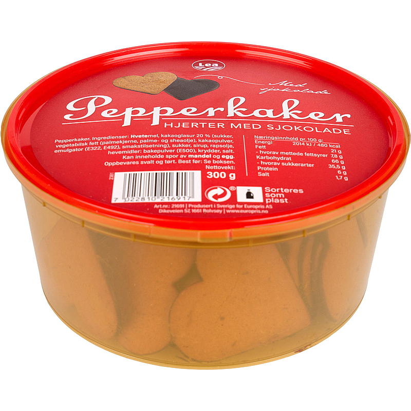 Lea Pepperkakehjerter m/sjokolde 300 g