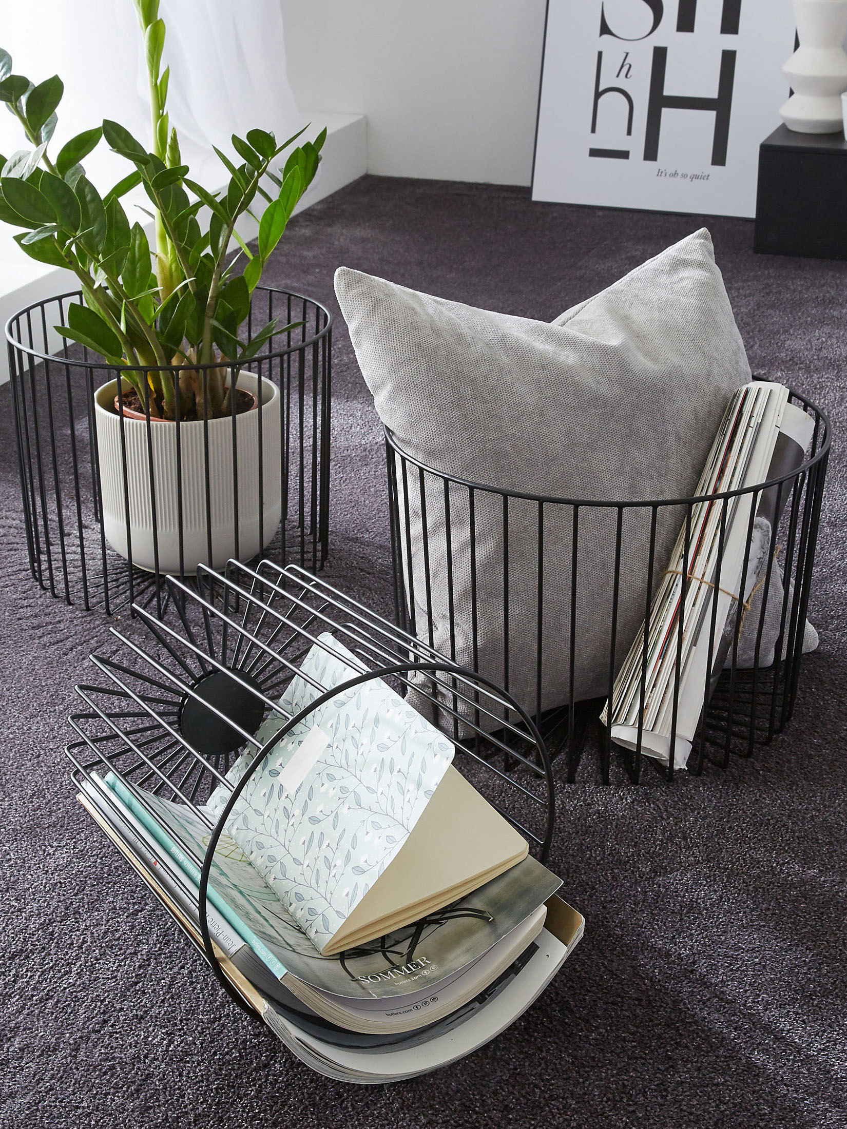 Sunburst Basket Korb, Schwarz
