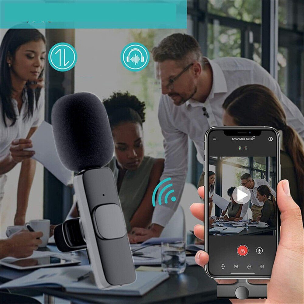 Bedee Mikrofon Mikrofon, Lavalier für Smartphone, Mini Microphone Plug & Play (Lavalier Mikrofon, Wireless Mini Mikrofon, 1-tlg), für Aufnahme,Live Streaming,YouTube