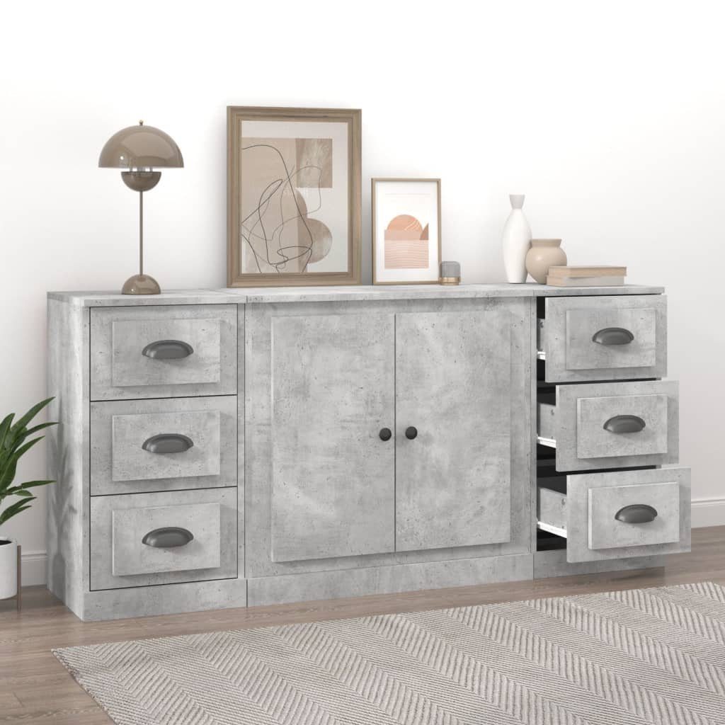 vidaXL Sideboard Sideboards 3 Stk. Betongrau Holzwerkstoff (3 St)