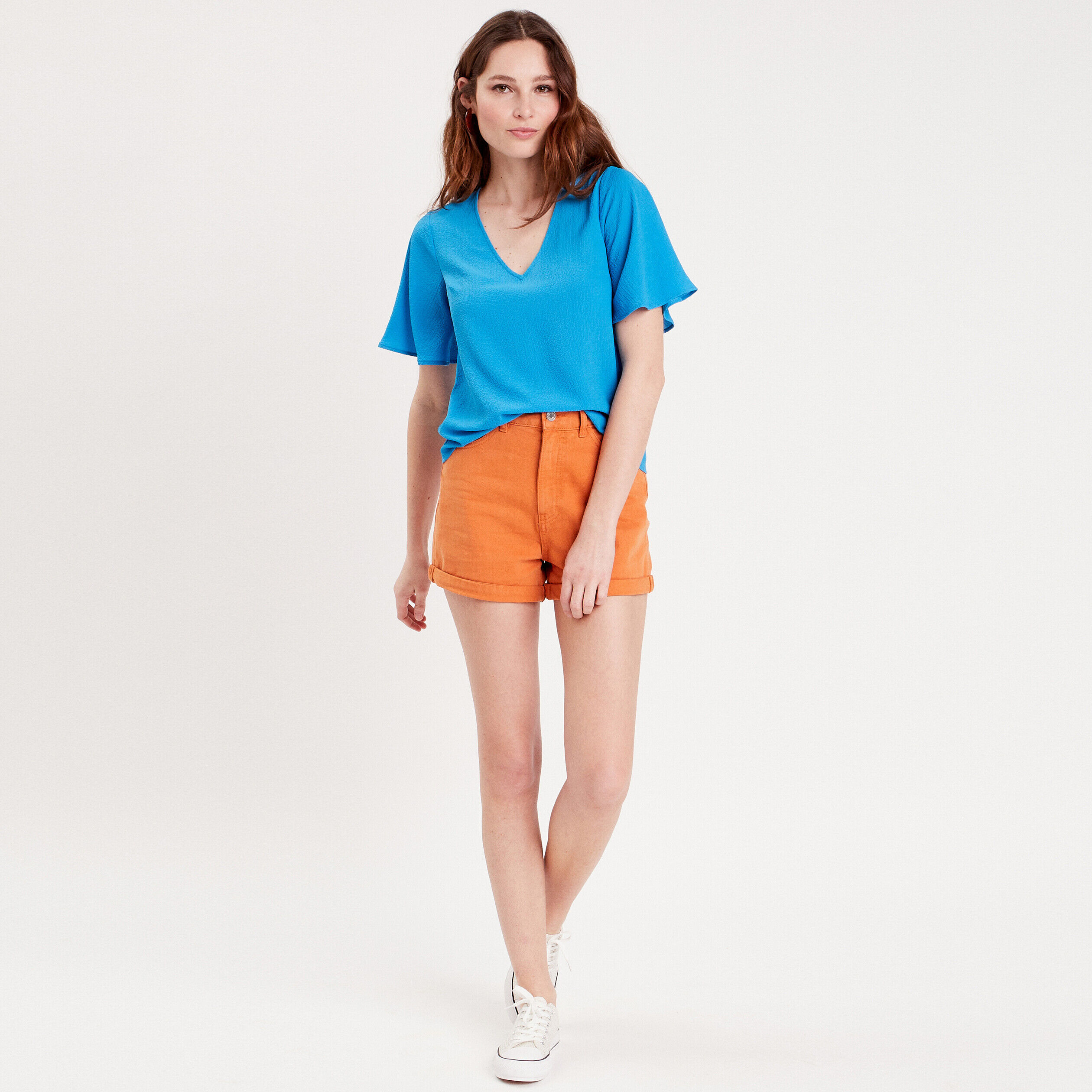 Blouse manches courtes bleu femme | Cache Cache