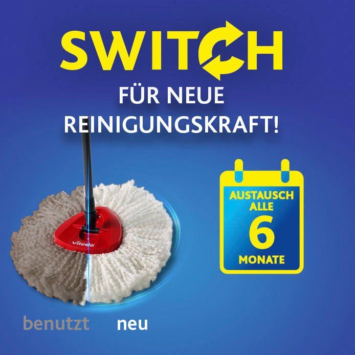 Vileda Bodenwischer-Set TURBO Box inkl. Classic Ersatzbezug (Set, 3-St., Wischmop-Set mit Powerschleuder und Fußpedal und 3-tlg. Teleskopstiel), ergonomischer, leichter Eimer mit praktischem Ausguss und Stielhalter
