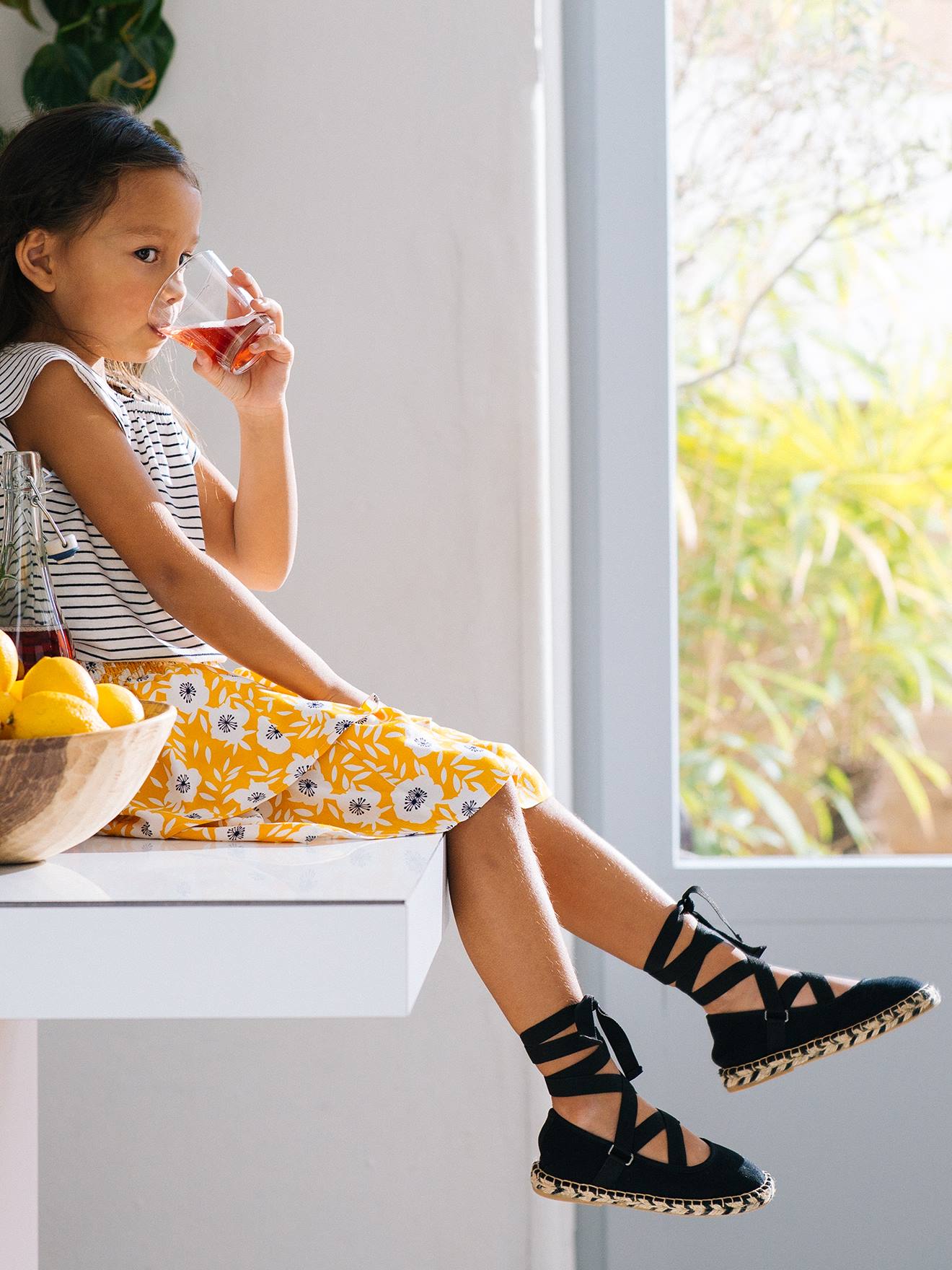 Vertbaudet Mädchen Espadrilles mit Bindebändern - schwarz