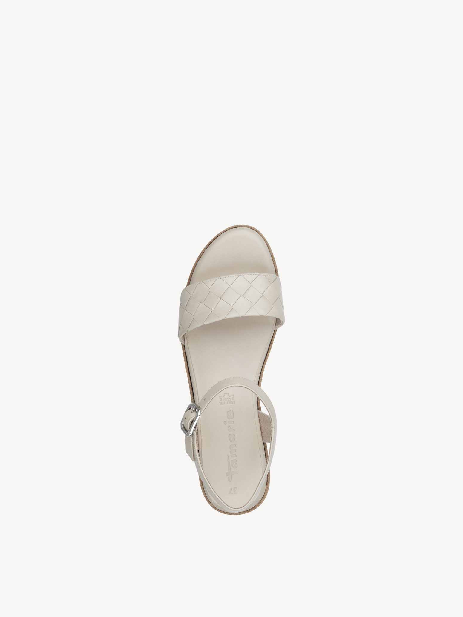 Sandale à talon en cuir - beige