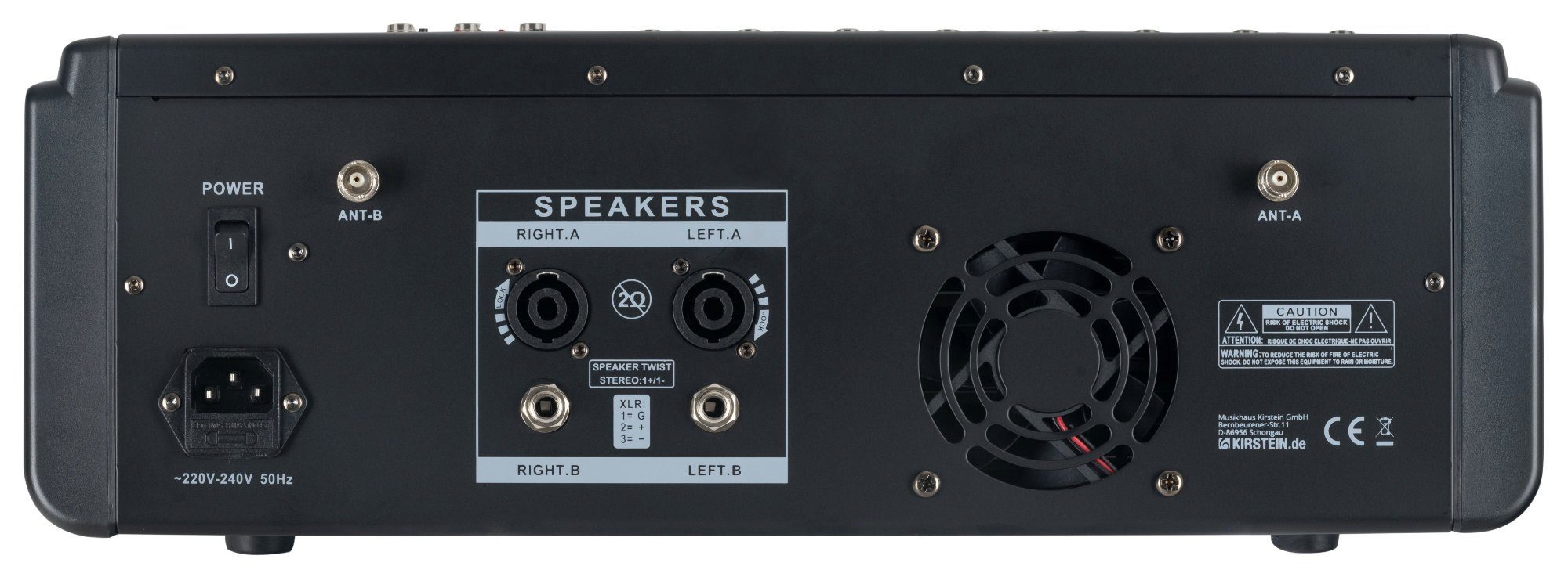 Pronomic Mischpult 8-Kanal-Powermischer 760 Watt RMS-Leistung, (inkl. 2 Funkmikrofone mit integriertem UHF-Empfänger), Bluetooth®/USB-Player/Recorder - Grafischer Equalizer