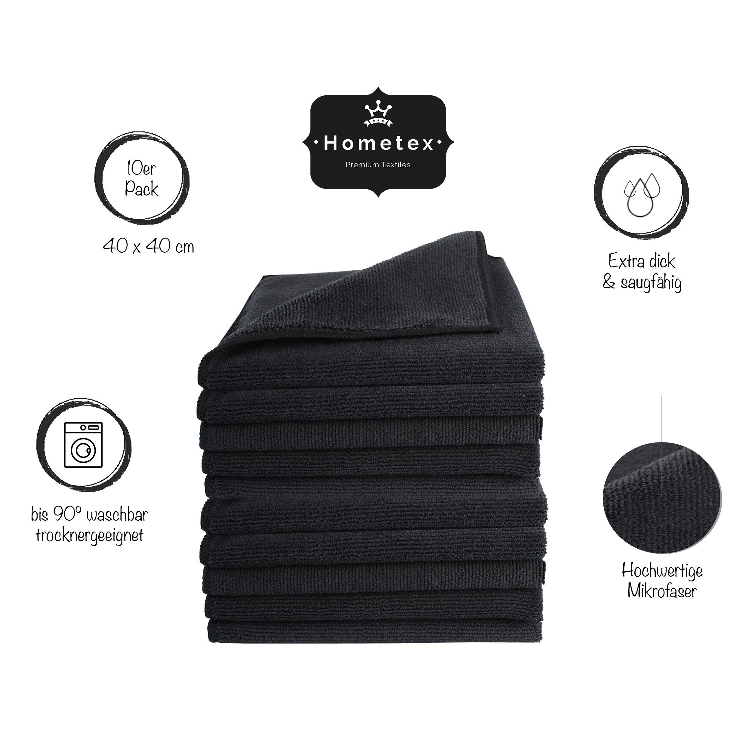 Hometex Premium Textiles Geschirrtuch Mikrofaser Putztuch, Staubtuch Reinigungstuch 40 x 40 cm, (10-tlg), Ideal für Autopflege, Küche und Barista