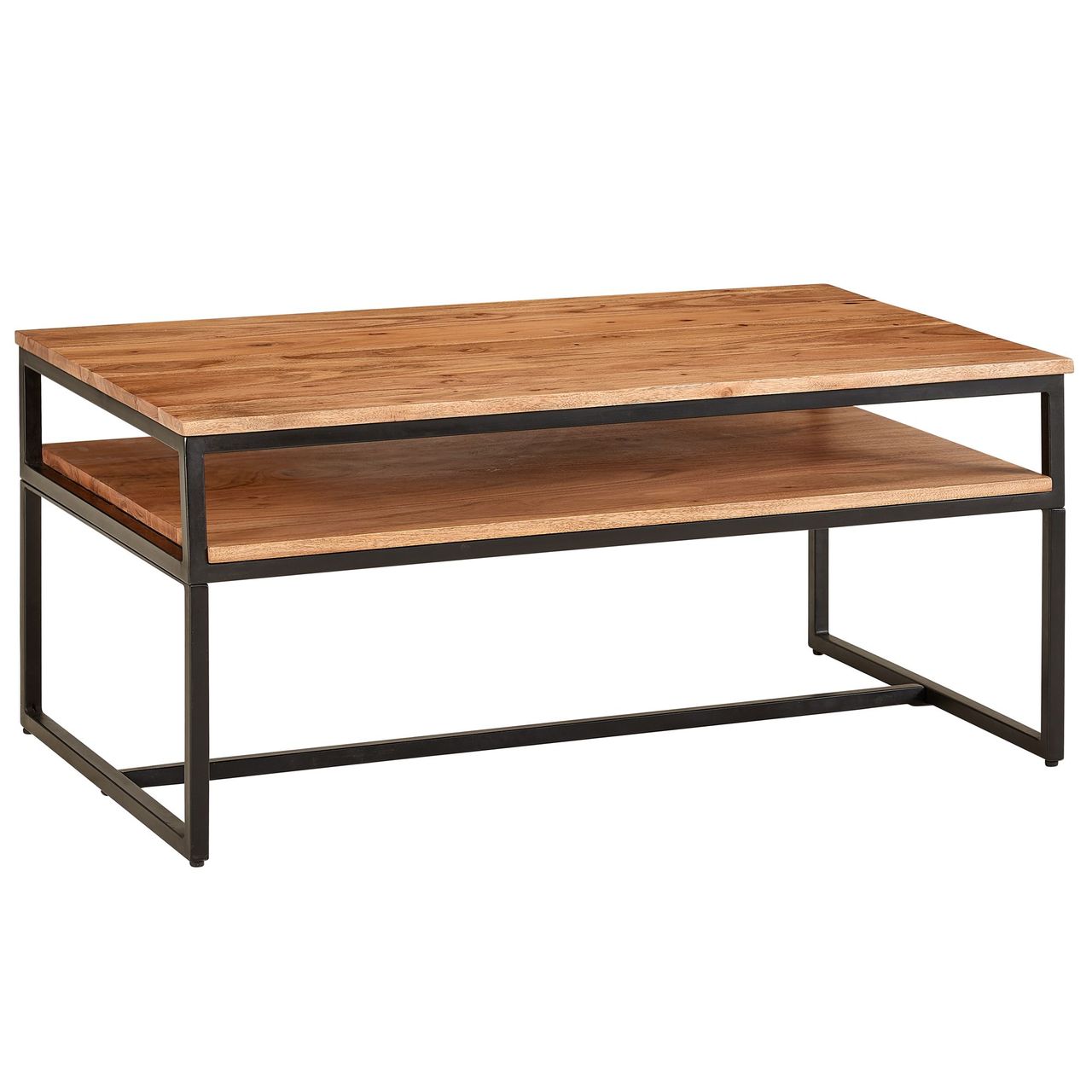 Wohnling Couchtisch 100x45x60 cm Akazie Massivholz Metall
