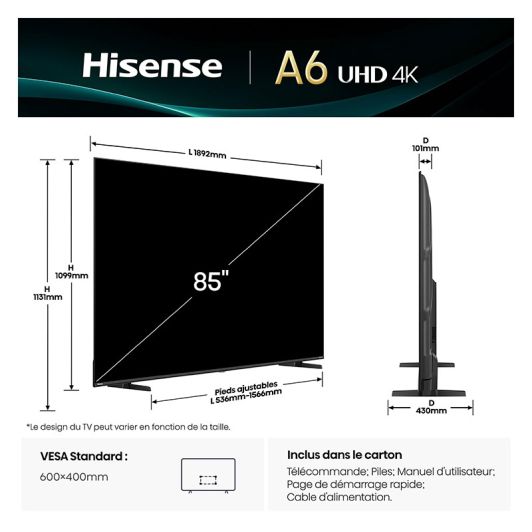 HISENSE 85A6Q - TV de 85