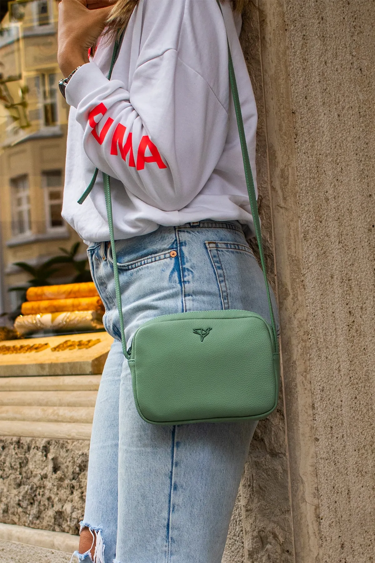 Garbalia  Liberty Minnie Green Damen-Minitasche mit verstellbarem Schultergurt mit Kreuzgriff und Reißverschluss