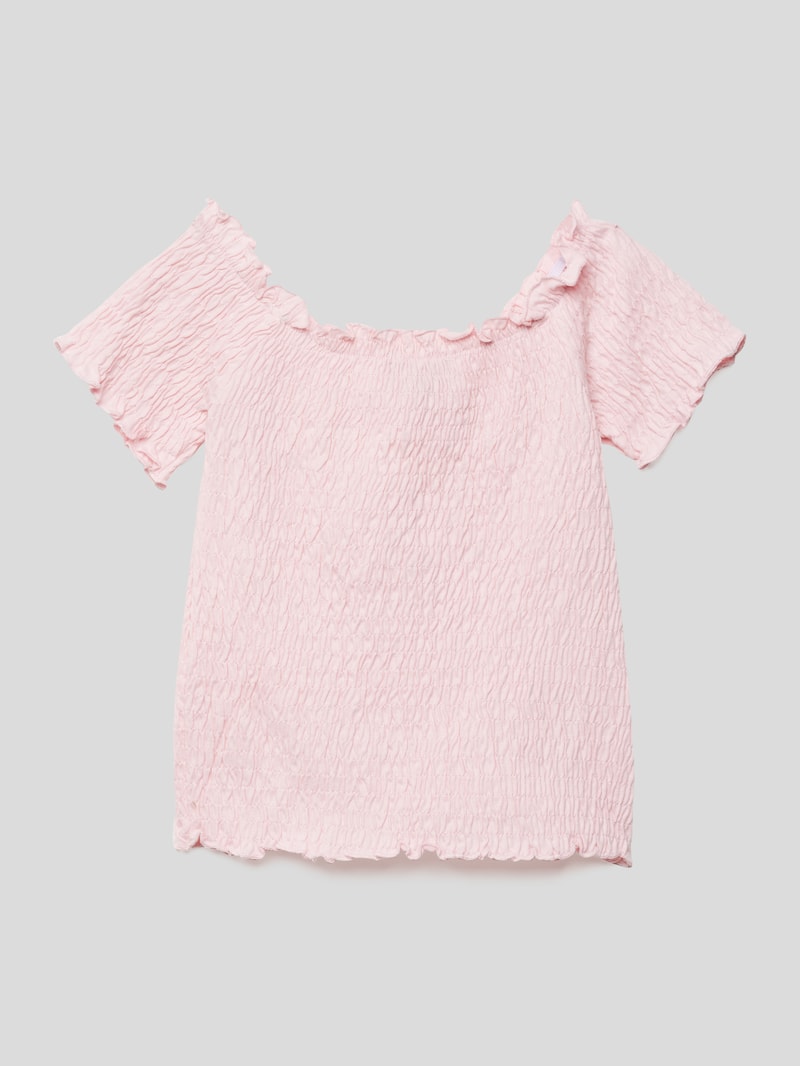 T-Shirt in Smok-Optik in pink
