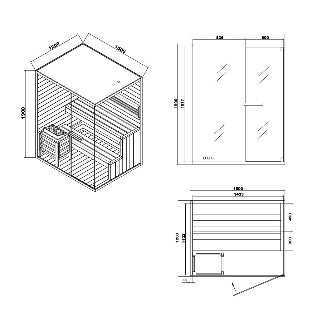 Home Deluxe Traditionelle Sauna SHADOW - L
