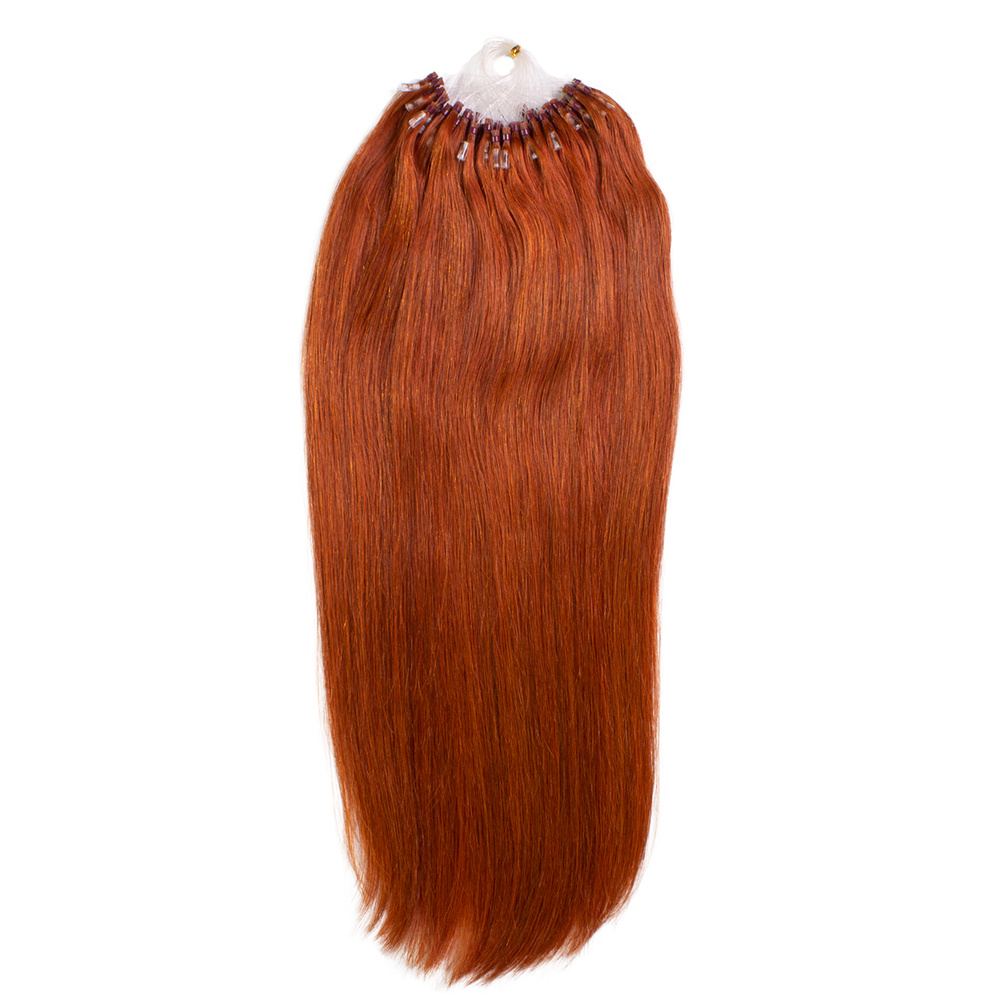 hair2heart Extensions à froid Microring Premium cheveux naturels #130 Rouge cuivré 0.5g extensions