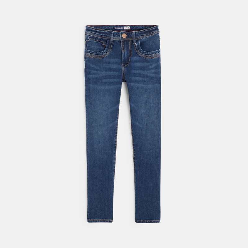Jean slim bi-stretch à effet délavé bleu garçon