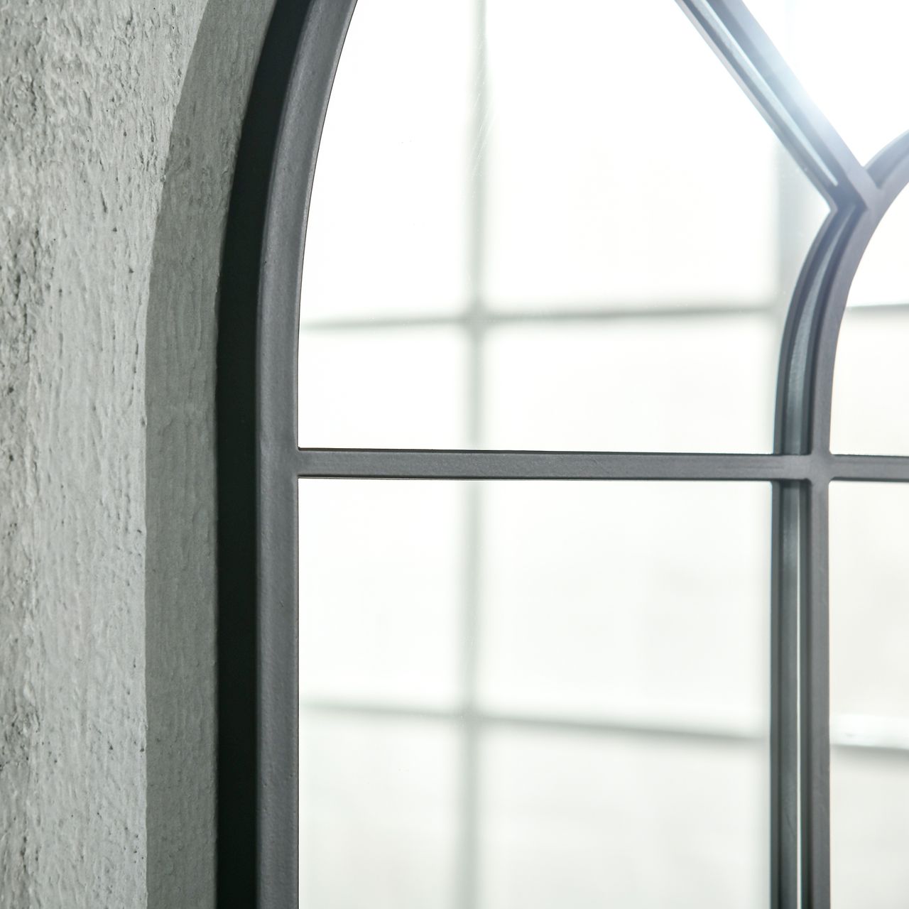 HOMCOM 91 x 60 cm Wandspiegel Bogenfenster-Spiegel Wohnzimmerspiegel Schwarz