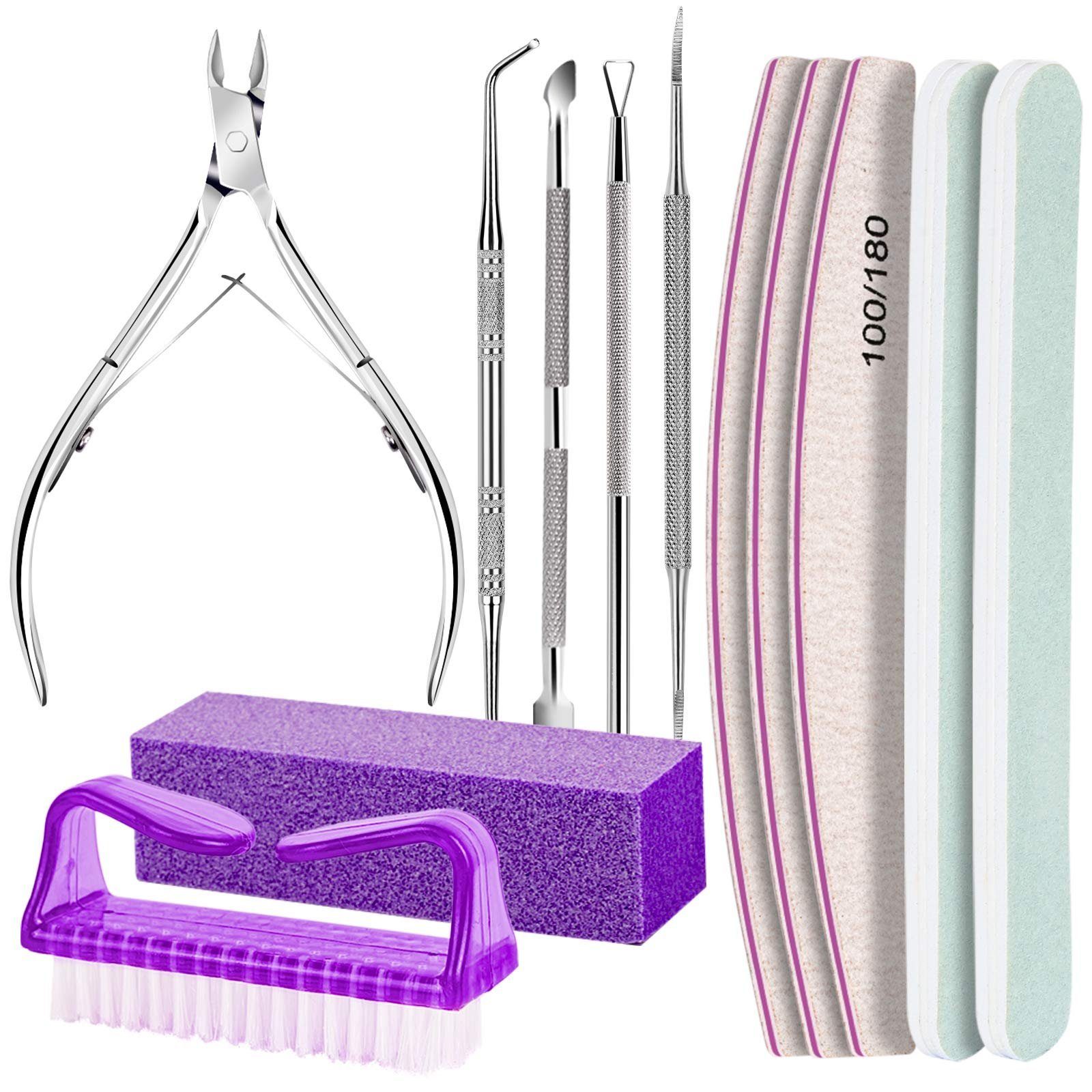 AMR HOME Maniküre-Pediküre-Set 12 Stücke Nagelfeilen Set Nagelknipser-Set Nagelfeile Nagelknipser, Maniküre & Pediküre Set (Lila)