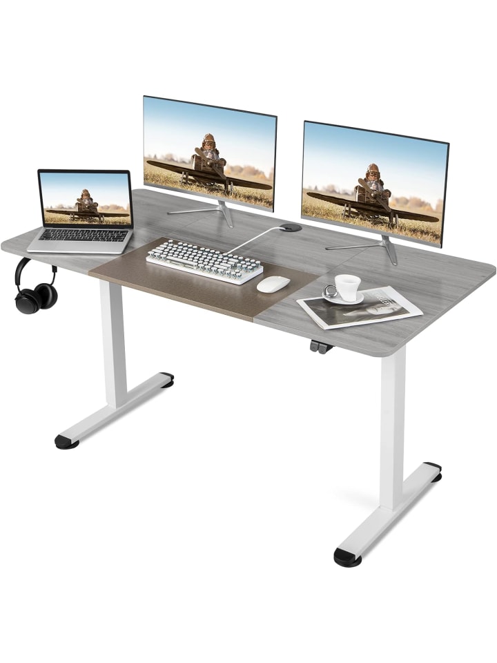 COSTWAY Ergonomischer Steh-Sitz Tisch in Grau günstig kaufen onesize