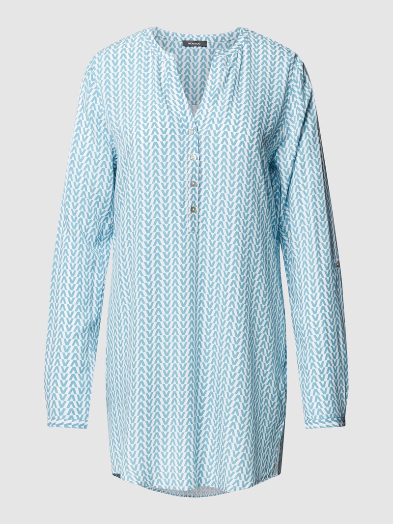 Blusenshirt mit Allover-Muster in lagune