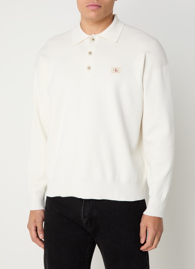 Calvin Klein fino pletena polo majica regularnog kroja s logotipom