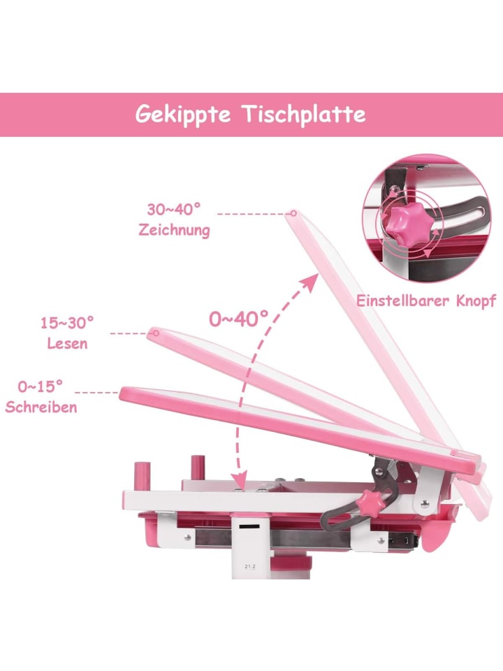 COSTWAY Schreibtisch mit Stuhl in Rosa günstig kaufen onesize