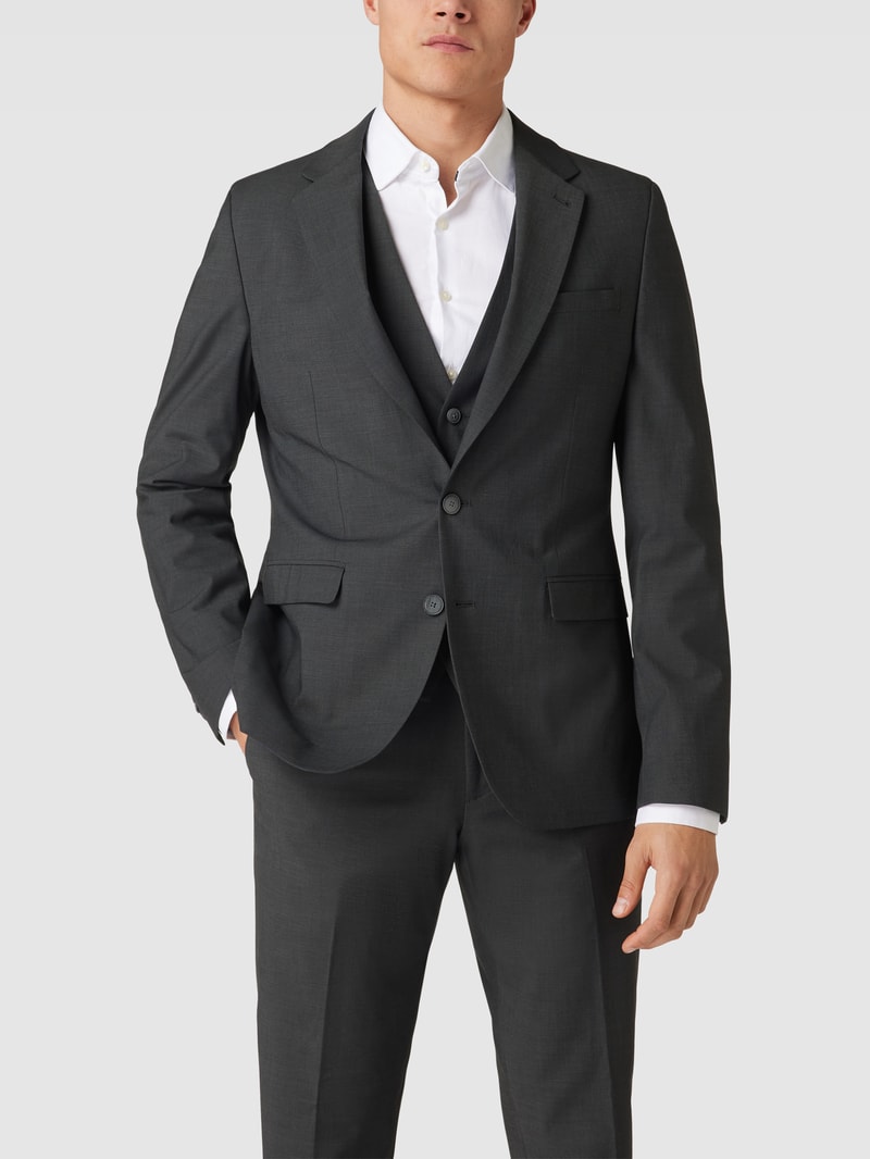 Slim Fit 2-Knopf-Sakko mit Pattentaschen in anthrazit