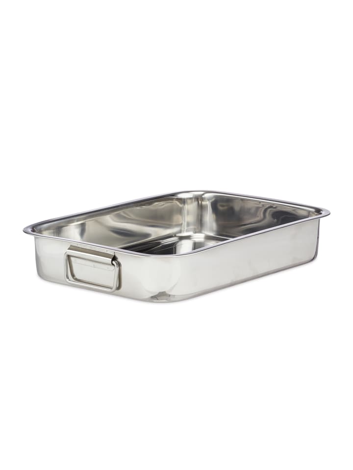 relaxdays Bräter in Silber - (B)38 x (H)6,5 x (T)27 cm günstig kaufen onesize
