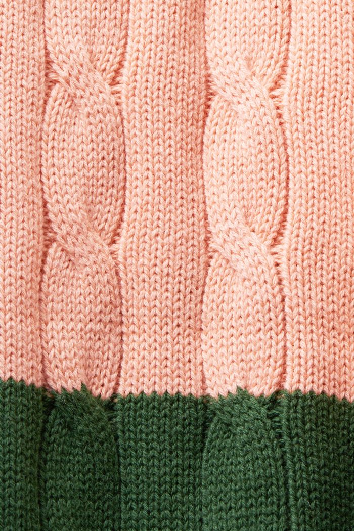 Gestreifter Zopfstrickpullover mit Delfin-Logo