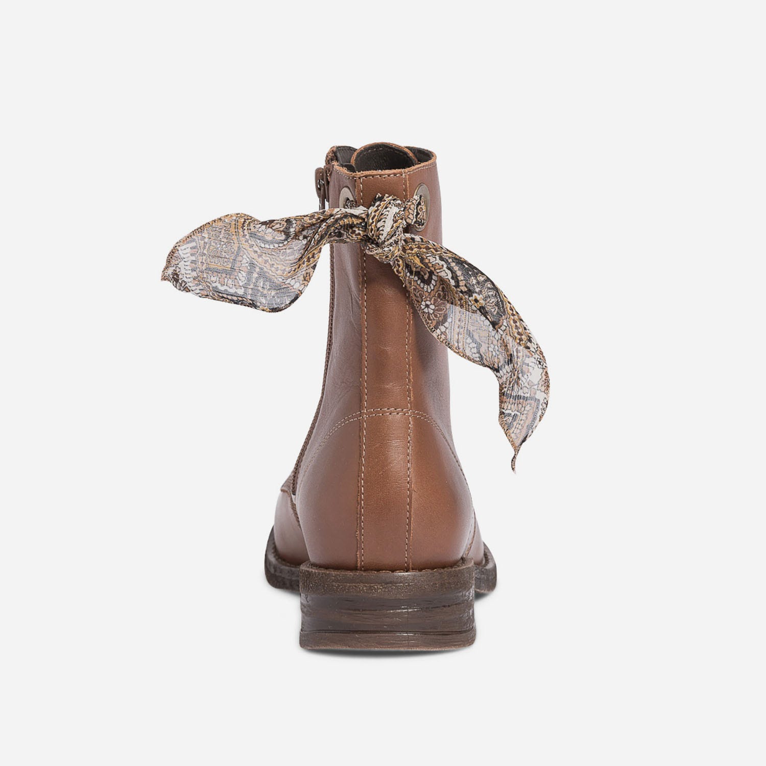 Bottine TEXTO camel en cuir à nœud imprimé