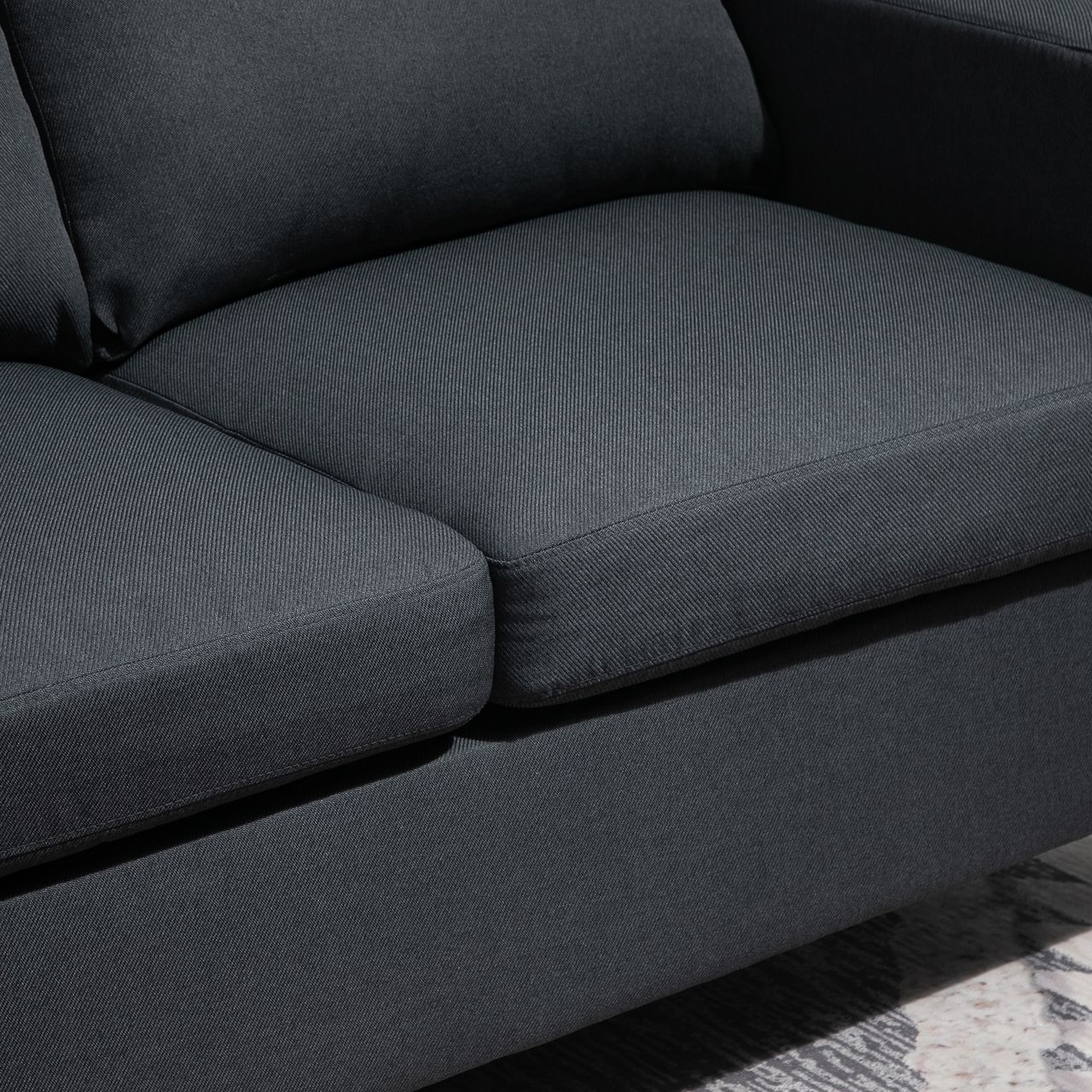 HOMCOM Ecksofa Stoffsofa Eckcouch Couchgarnitur mit wendbarer Chaiselongue L-Form Leinen Dunkelgrau 197 x 139 x 91 cm