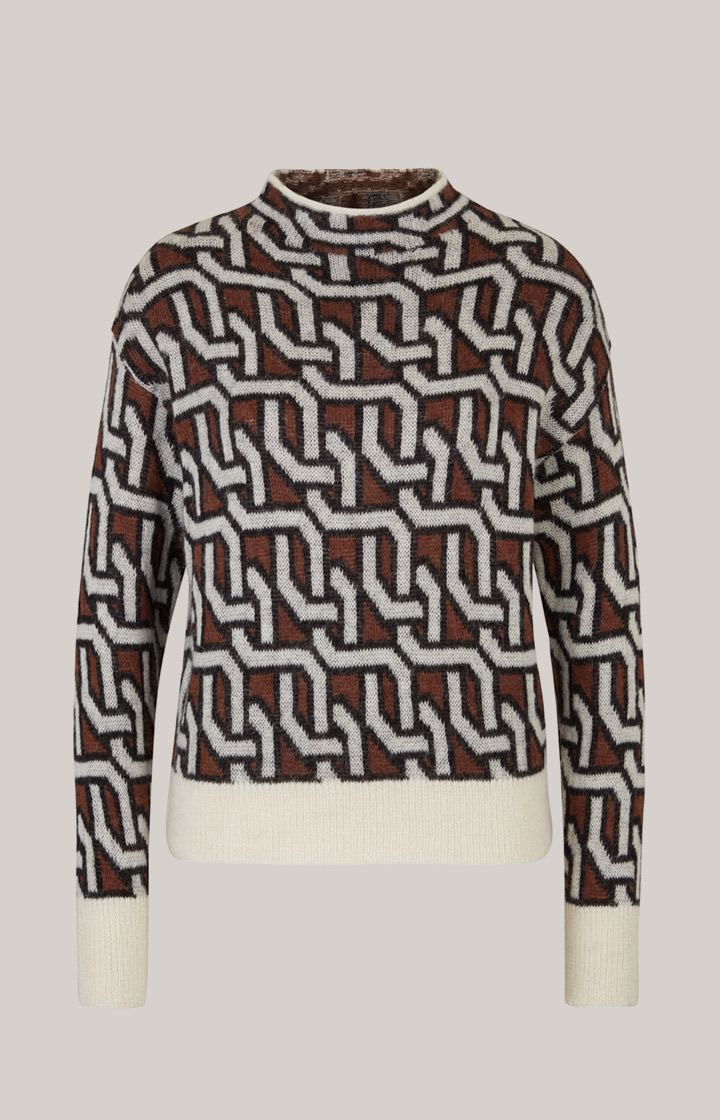 Strick-Pullover in Creme/Braun/Schwarz gemustert