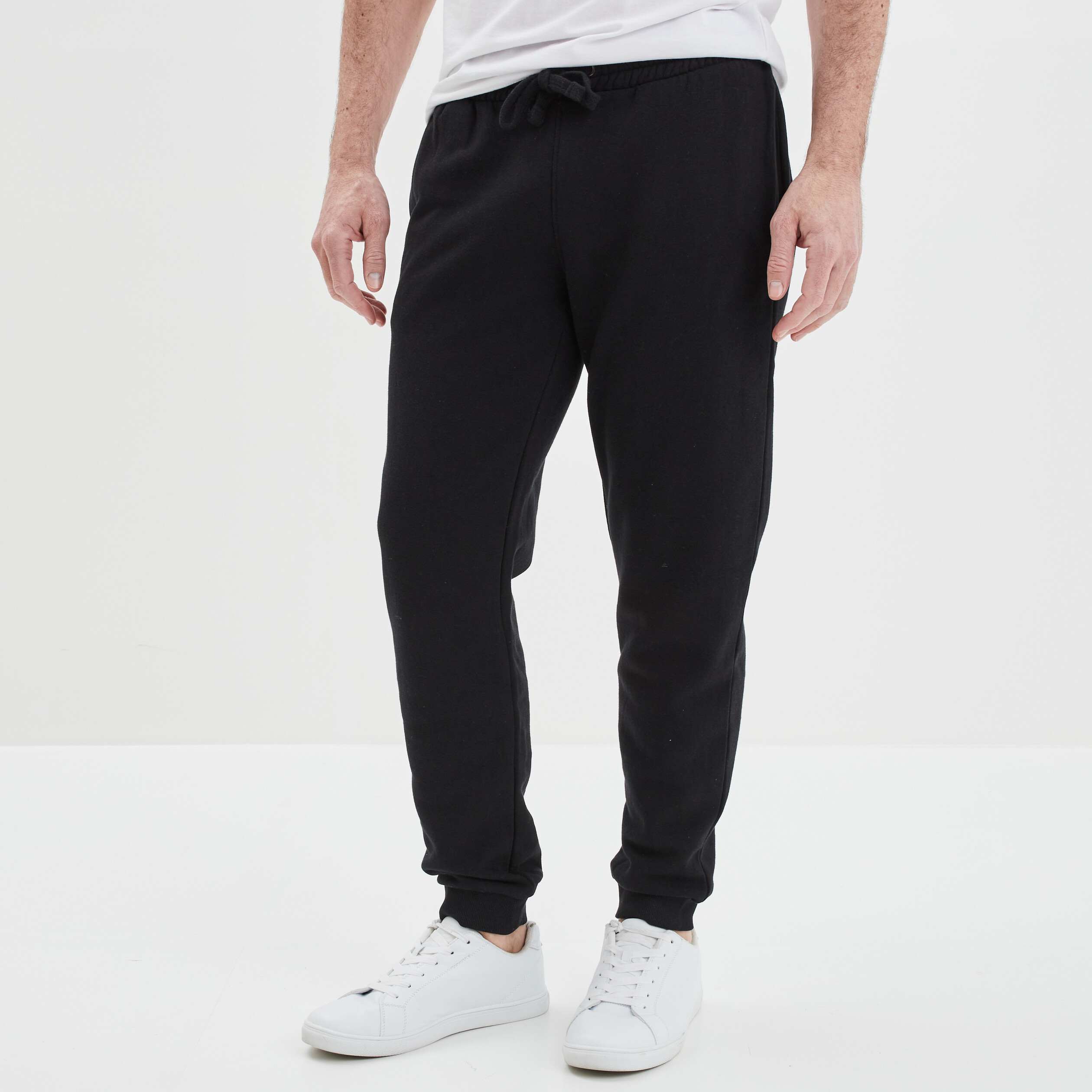 Jogging droit molleton noir homme | La Halle