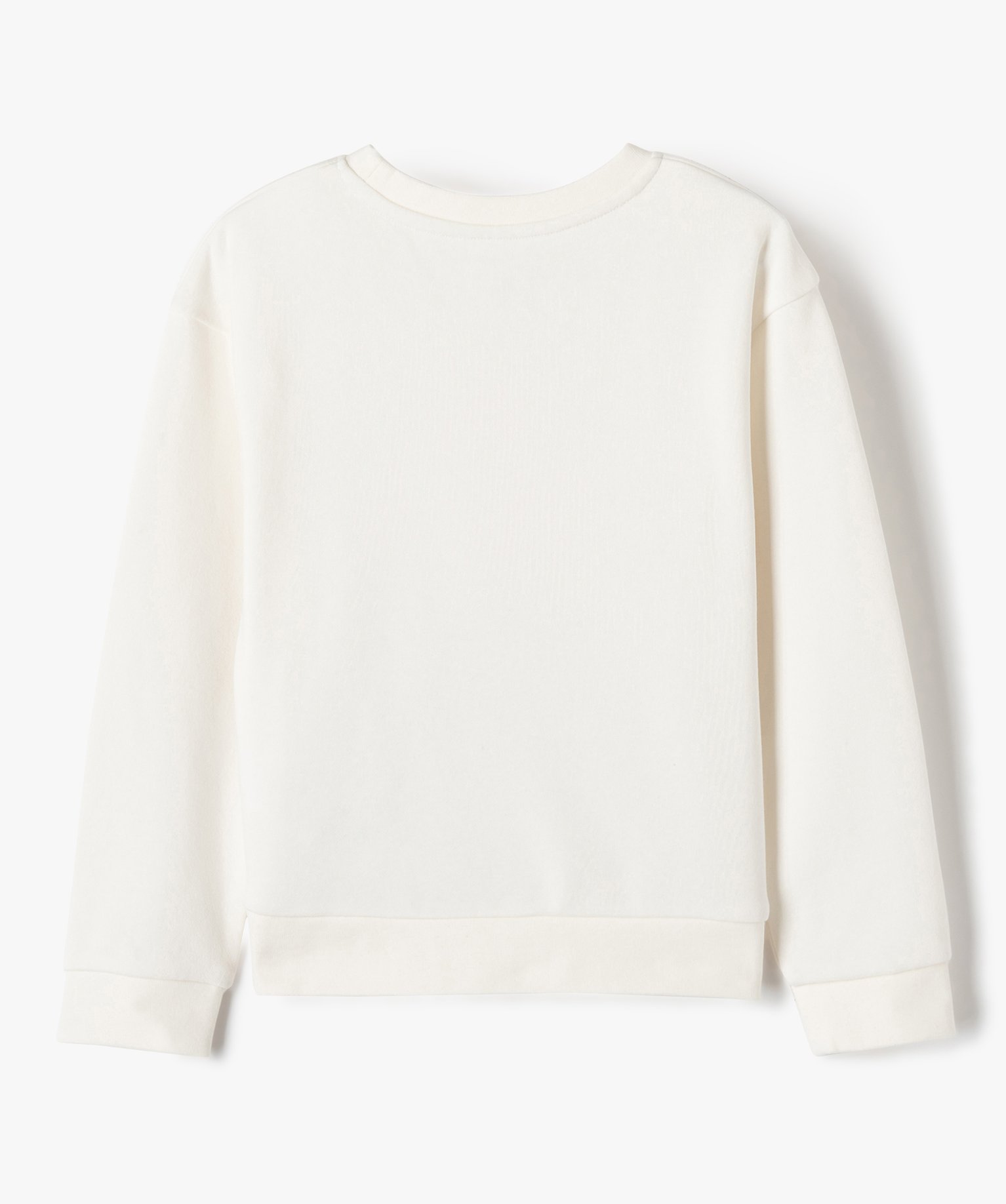 Sweat à col rond à motifs coeurs fille ecru | GEMO