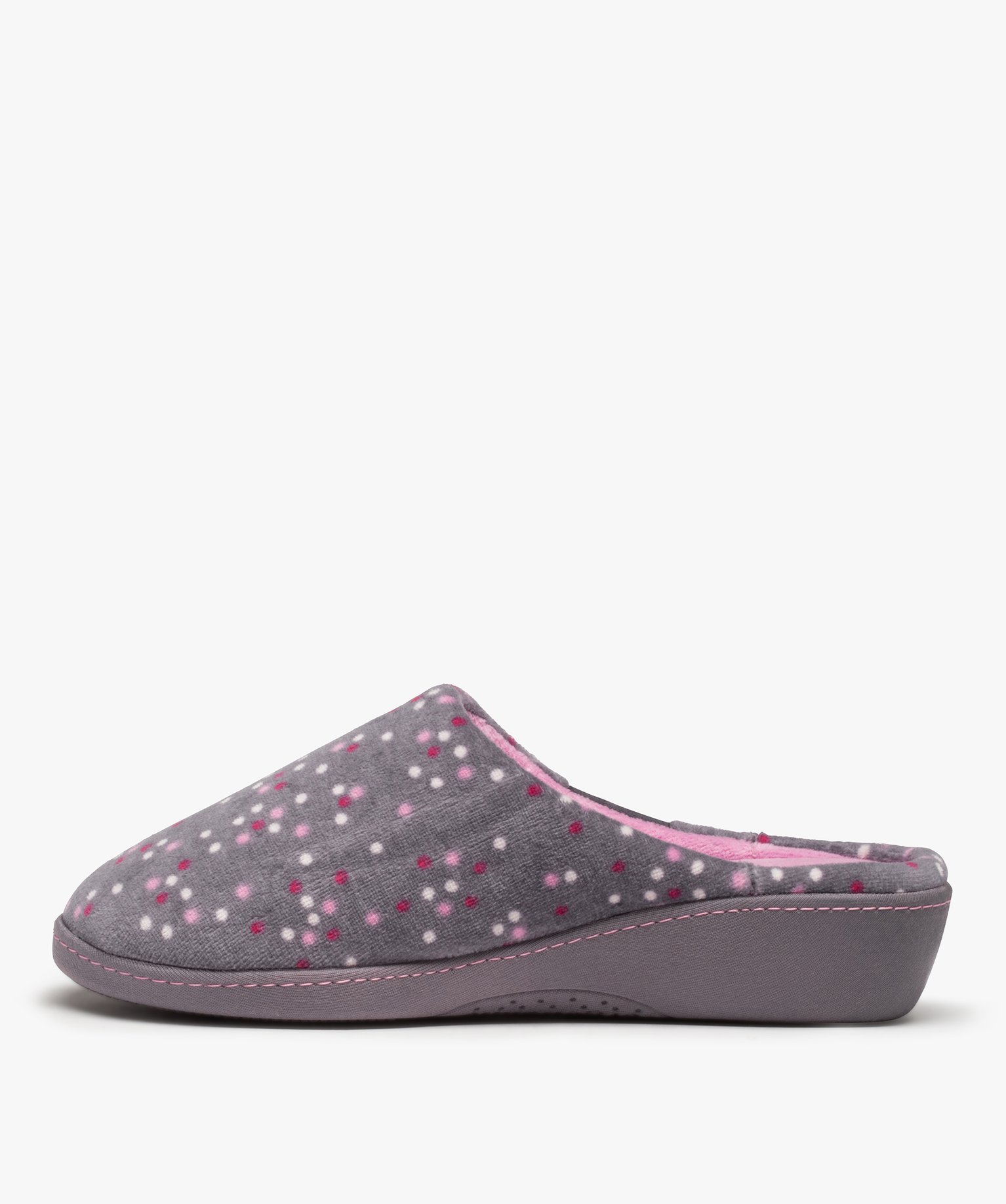 Chaussons femme mules à talon en velours - Isotoner gris | GEMO