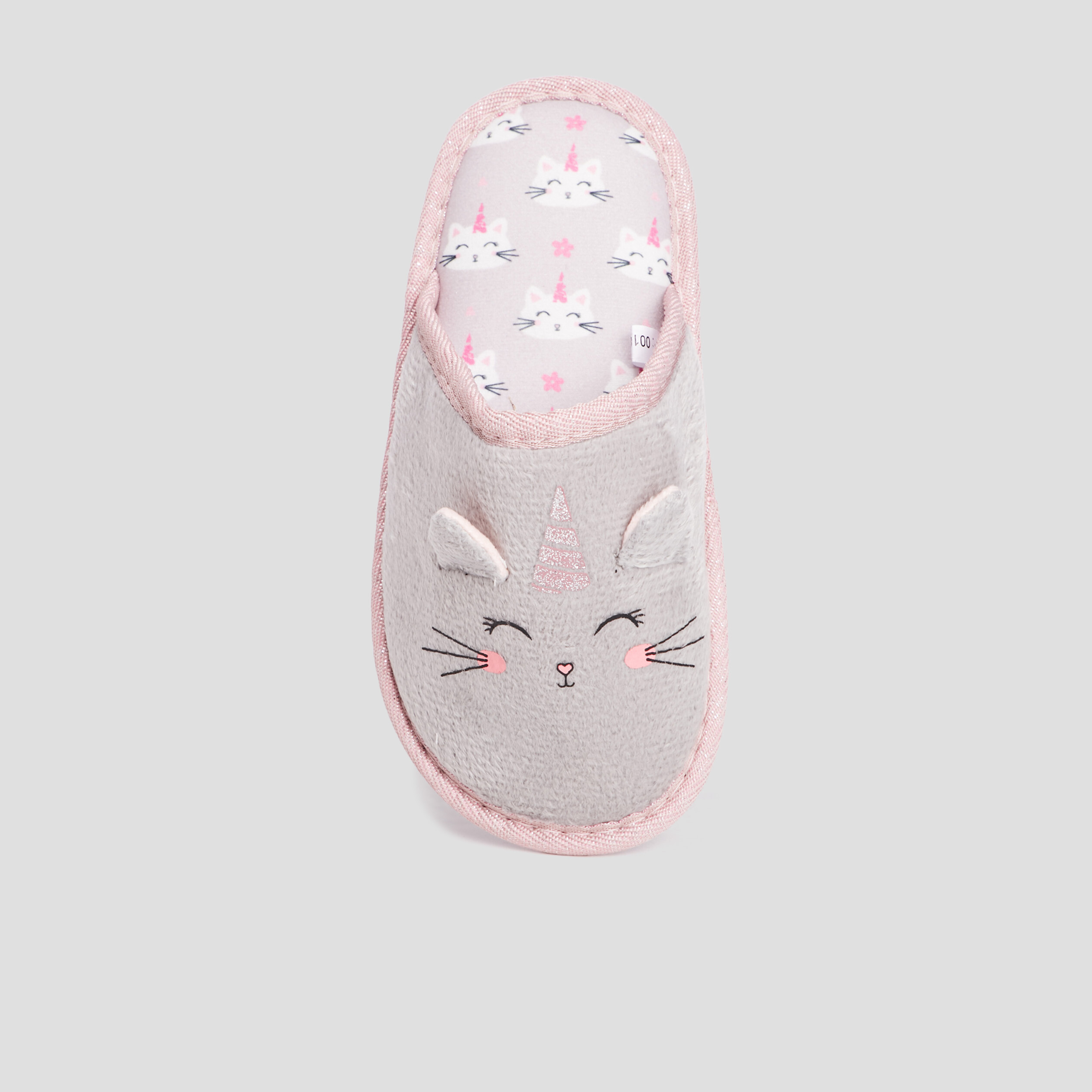 Chaussons mules chat gris fille | La Halle