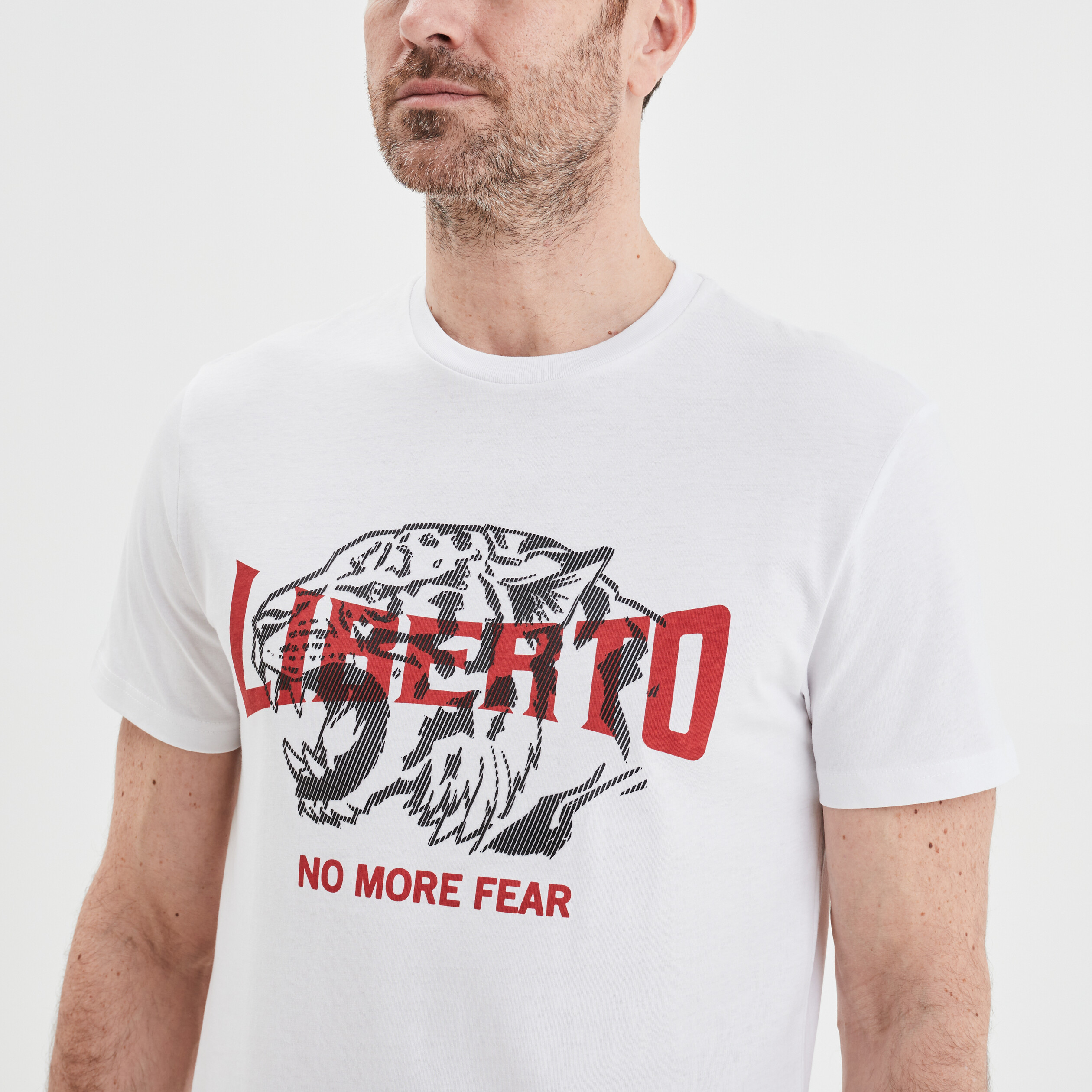 T-shirt manches courtes coton Liberto blanc homme | La Halle