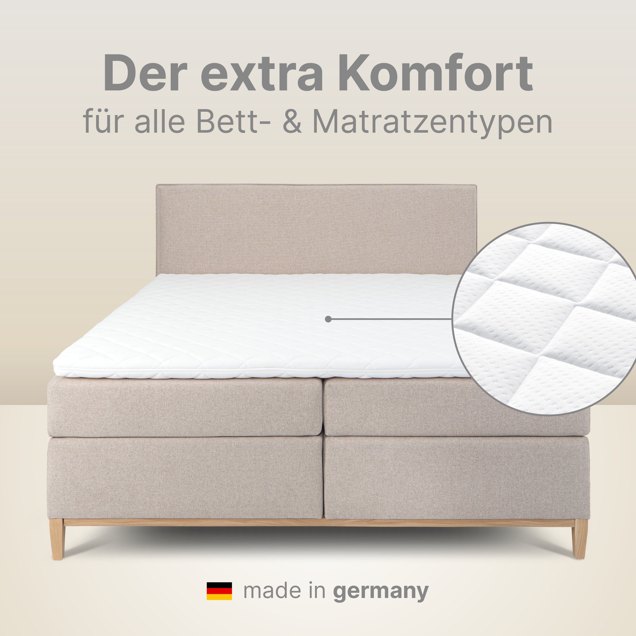 Topper Classic, wonello, 5 cm hoch, Komfortschaum, (für Bett und Boxspringbett), Made in Germany, bequemer Matratzentopper 80x200cm, waschbar bei 60°C