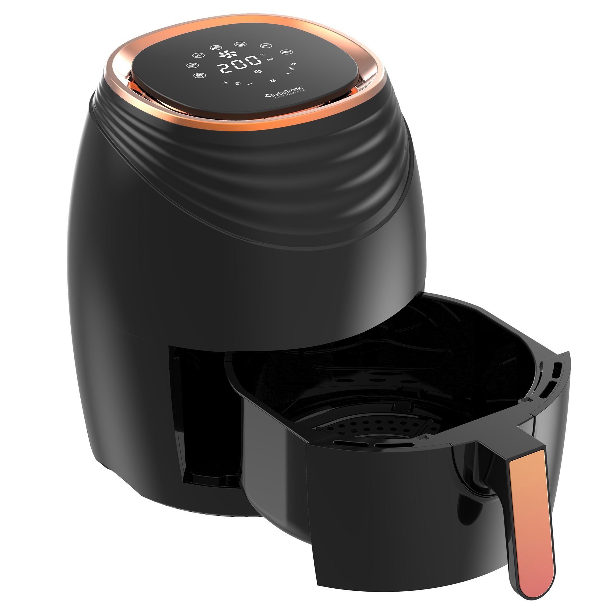 TurboTronic by Z-Line Heißluftfritteuse 3,5 Liter, 7 Programme, Fritteuse Fettfrei ohne Öl, 50°C 200°C Power, 1200 W, Camping Retro digital Airfryer AF11D