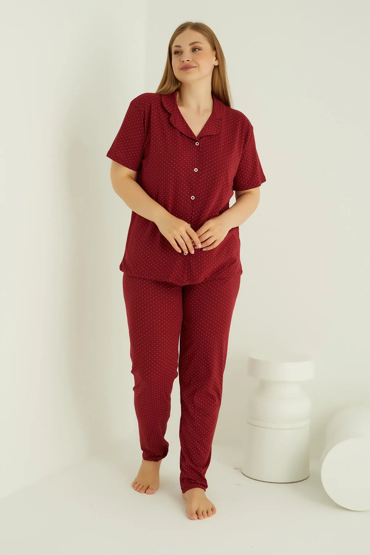 ELİTOL  ÜBERGROßES PYJAMA-SET AUS BAUMWOLLE MIT KNÖPFEN