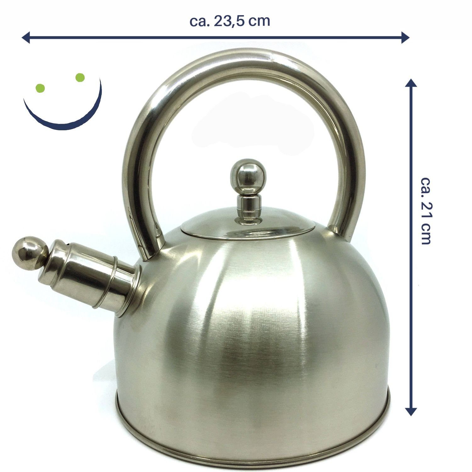 Gravidus Wasserkessel Flötenkessel Teekessel Wasserkocher 2,5 Liter aus Edelstahl