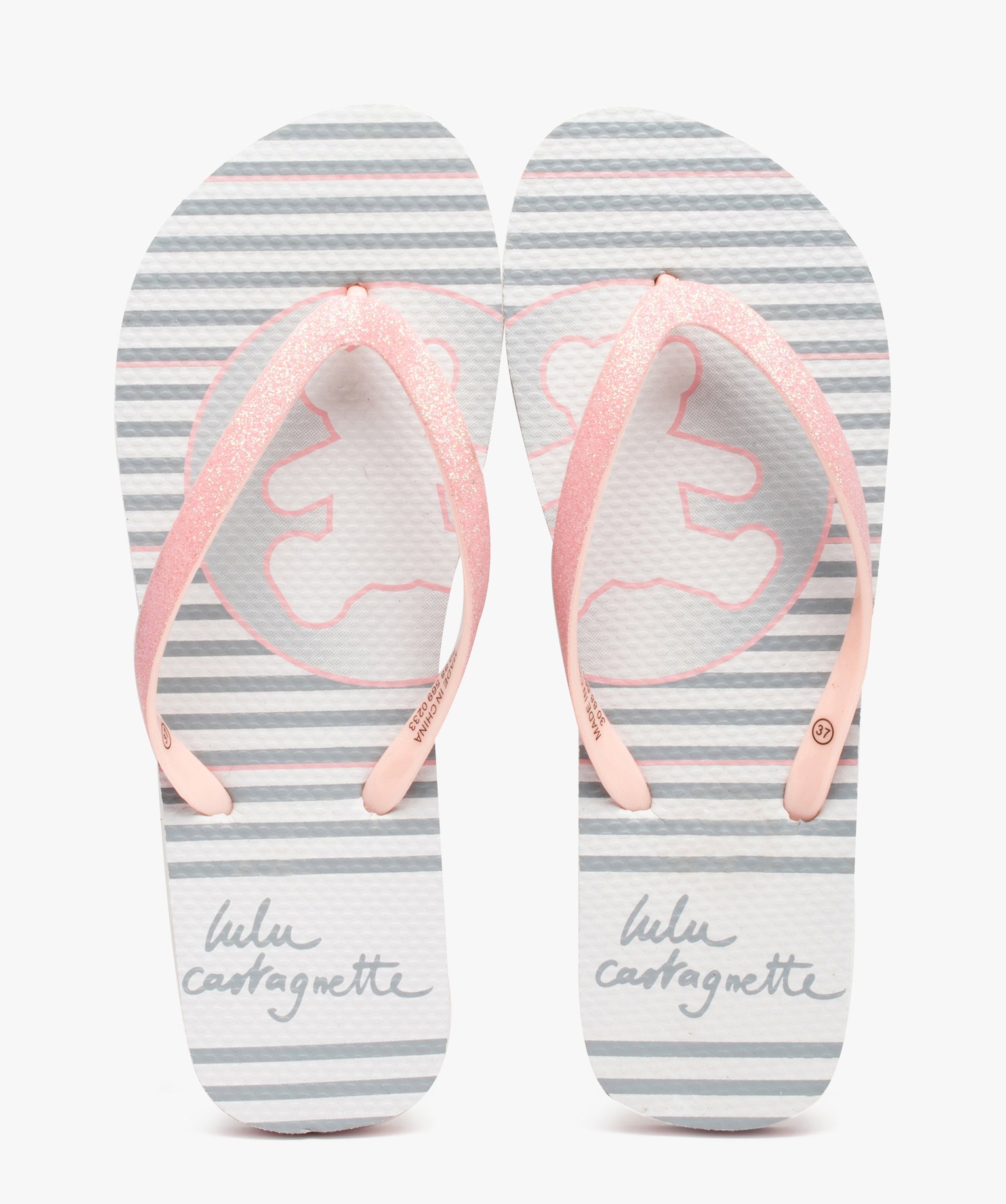 Tongs femme à brides pailletées - LuluCastagnette rose | GEMO