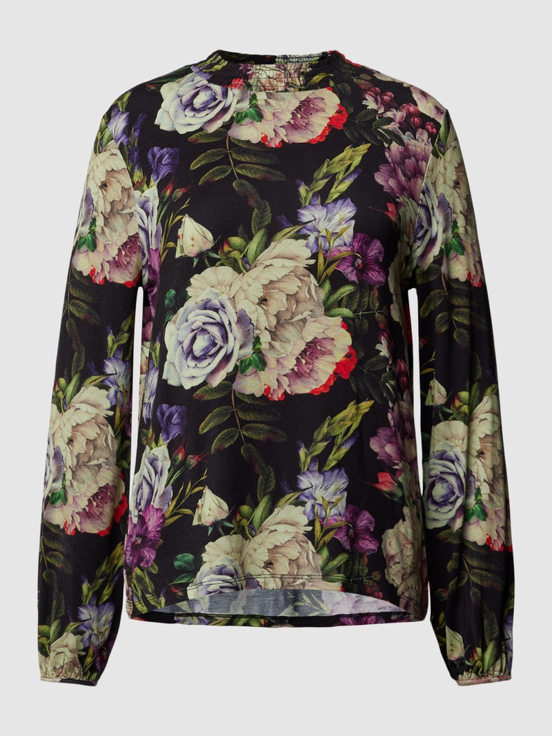 Longsleeve mit Allover-Muster in schwarz