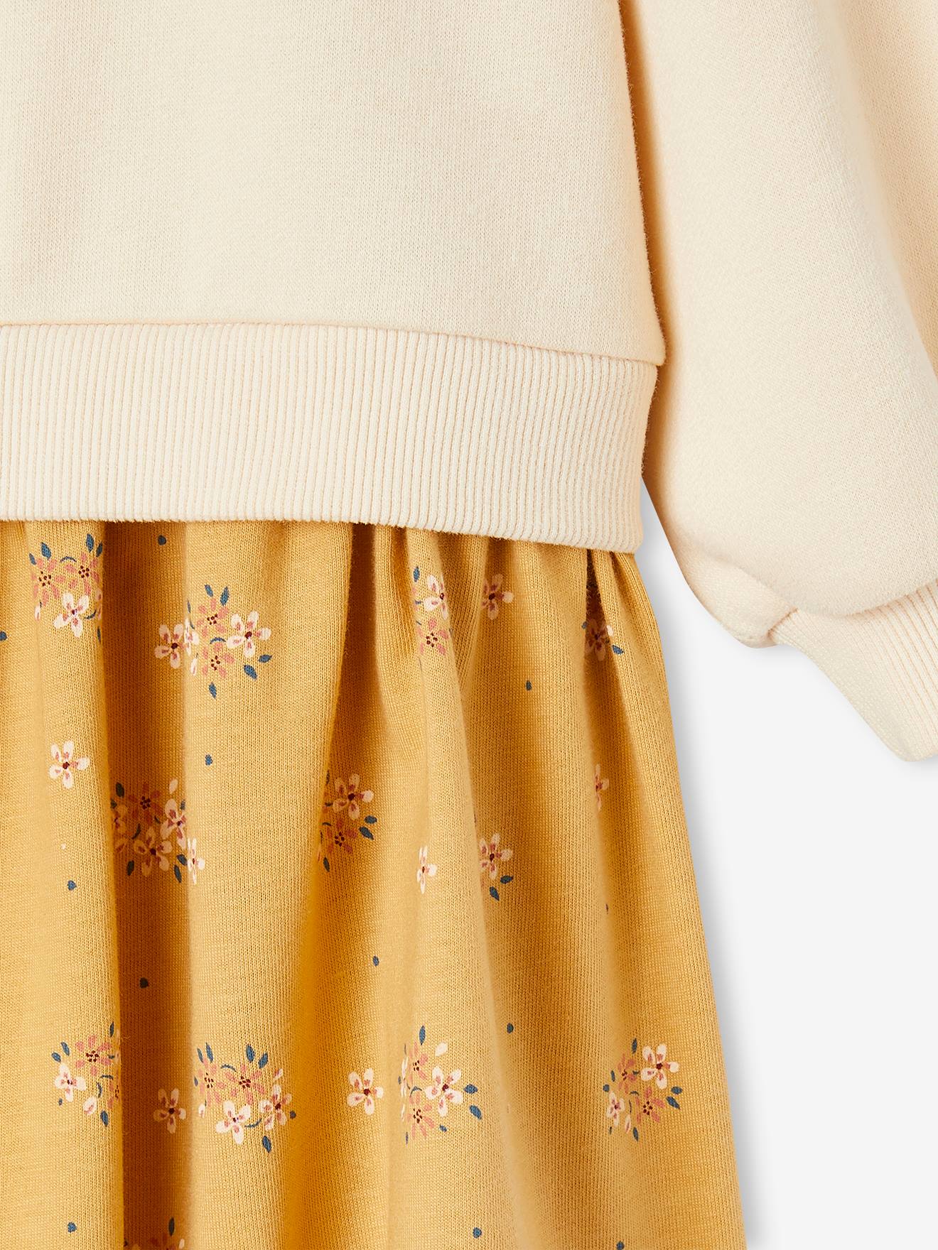 Robe bi-matière fille vanille