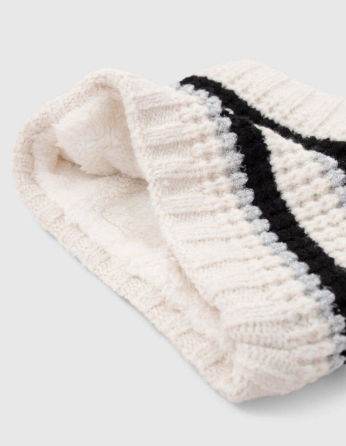 Snood écru tricot lurex à rayures fille