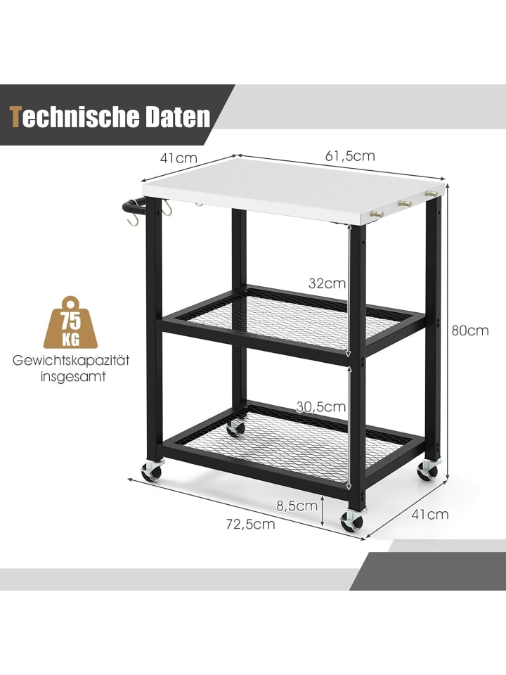 COSTWAY Grillwagen Outdoor in Schwarz günstig kaufen onesize